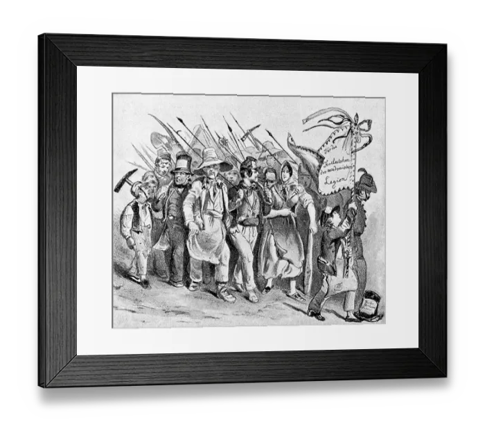 Framed Print : Procession of Workers in Favour of the Academic Legion on 26 May 1846
