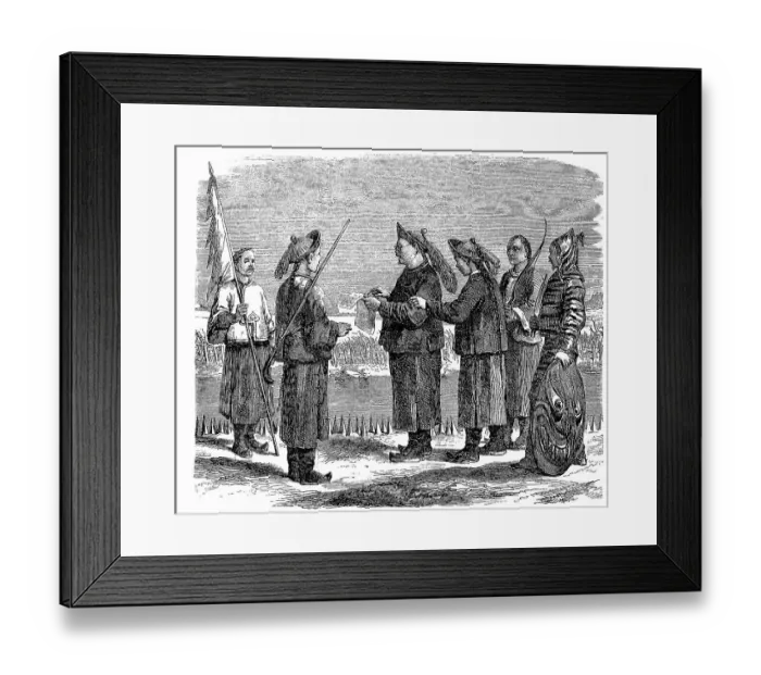 Framed Print : Mandarin and Soldiers, 1850, China