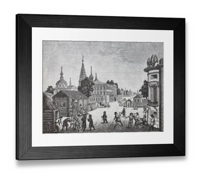 Framed Print : Street in Moscow, Russia, c. 1780