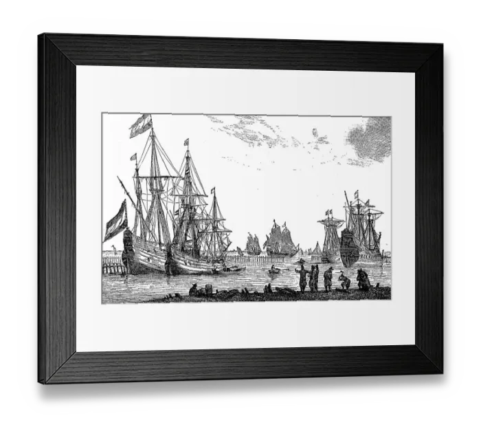 Framed Print : Merchant ships or obsolete merchant ships from the time of Louis XIV