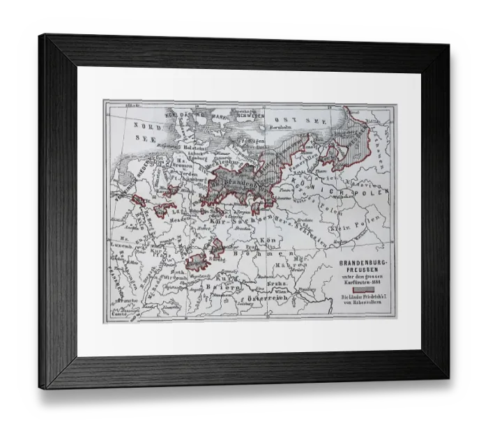 Framed Print : Map of Brandenburg and Prussia at the time of the Great Elector Framed Print : Map of Brandenburg and Prussia at the time of the Great Elector