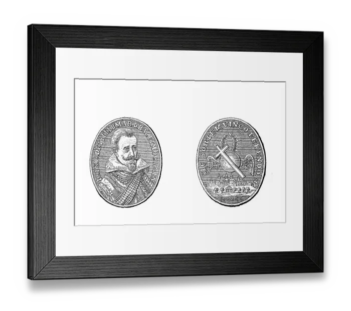 Framed Print : Silver medal with the portrait of Tilly