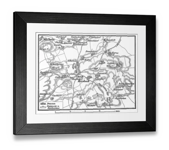 Framed Print : Plan of the Battle of Rossbach near Reichardtswerben in the Electorate of Saxony