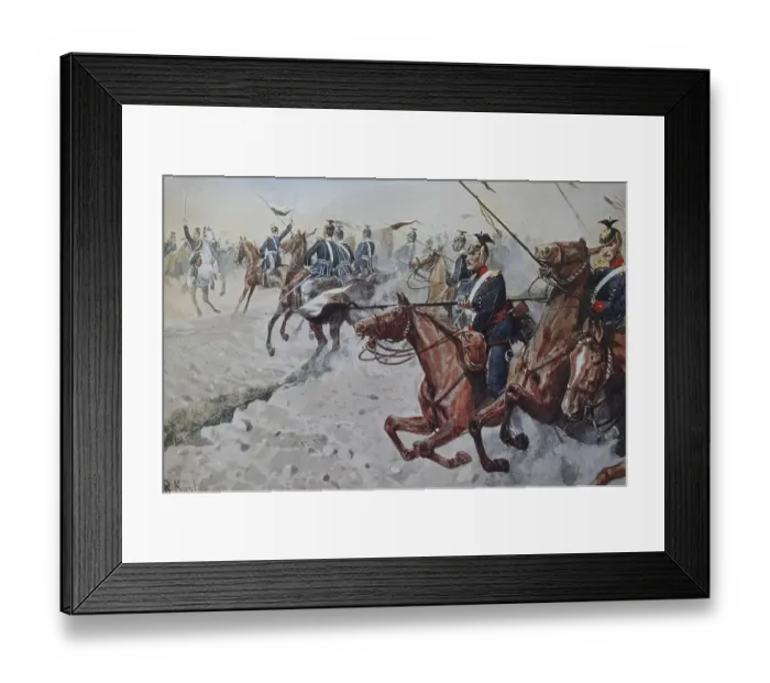 Framed Print : Prussian Army, Cavalry Charge of the Uhlans of the 3rd Uhlan Regiment