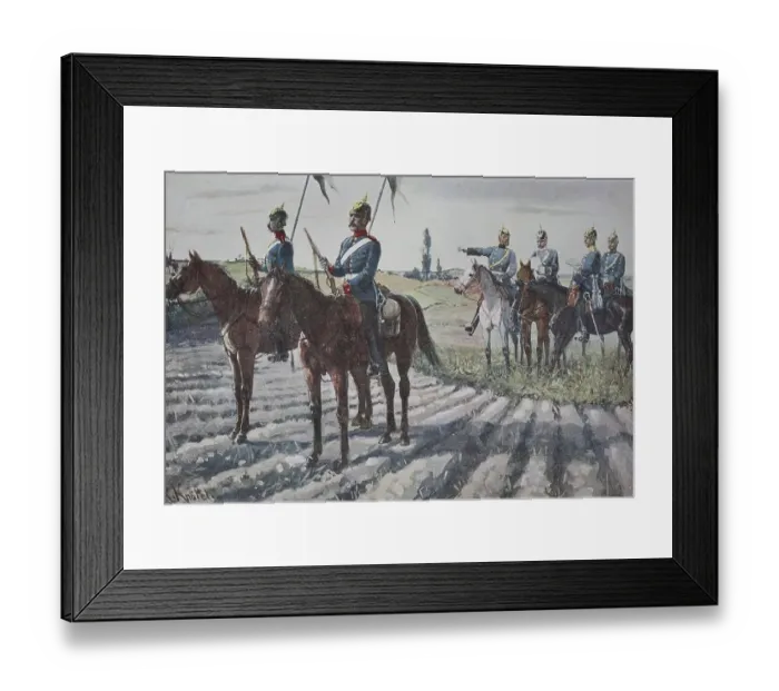 Framed Print : Prussian Army, dragoons in the outpost chain of the 1st Dragoon Regiment
