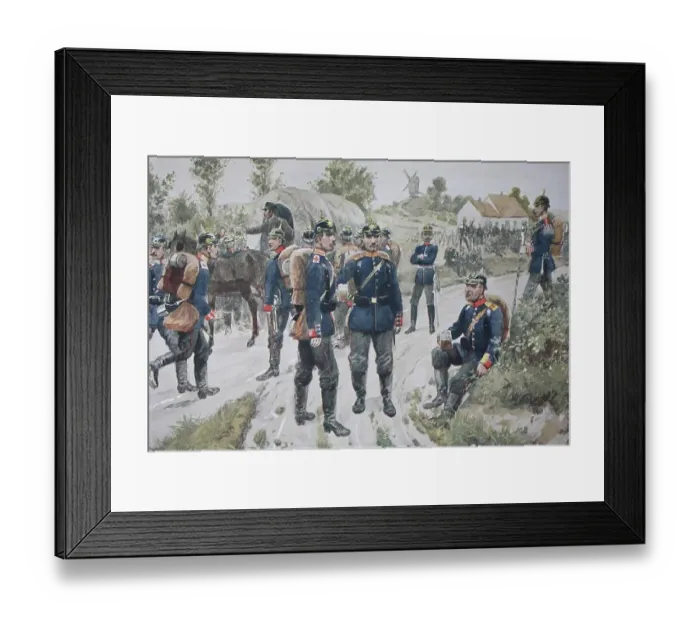 Framed Print : Prussian Army, Guard on the Rendezvous Square with Beer Mugs Framed Print : Prussian Army, Guard on the Rendezvous Square with Beer Mugs