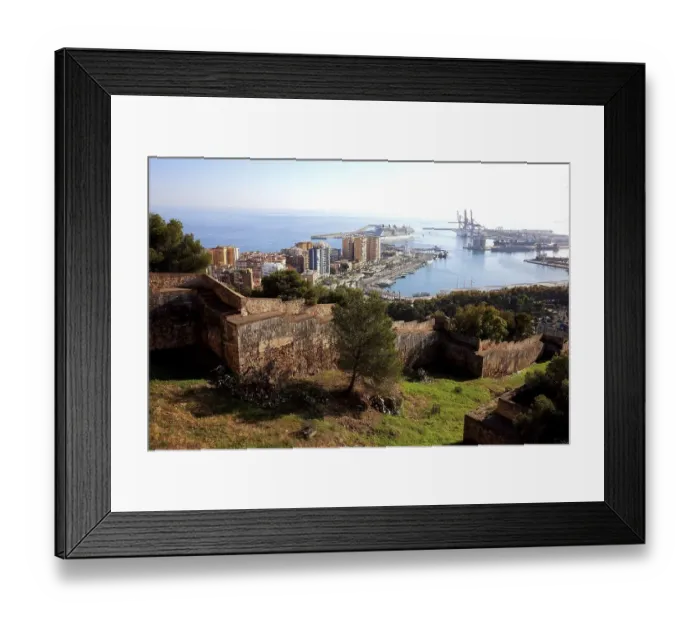 Framed Print : Malaga, view from Castillo de Gibralfaro to a part of the castle wall Framed Print : Malaga, view from Castillo de Gibralfaro to a part of the castle wall