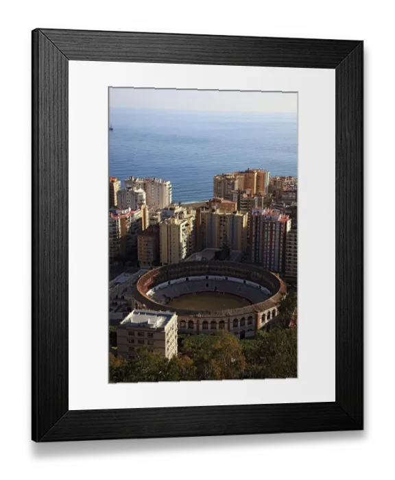 Framed Print : Malaga, view from Castillo de Gibralfaro to a part of the city with the bullring