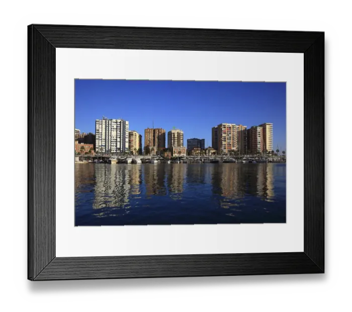 Framed Print : Malaga, houses on the harbour promenade Muelleuno Framed Print : Malaga, houses on the harbour promenade Muelleuno