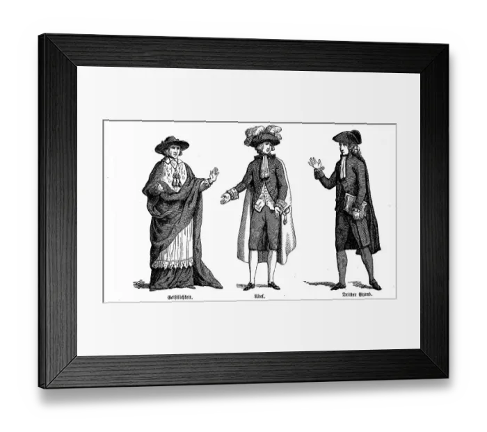 Framed Print : Revolution, traditional costume of the representatives of the three estates according to the order established Framed Print : Revolution, traditional costume of the representatives of the three estates according to the order established
