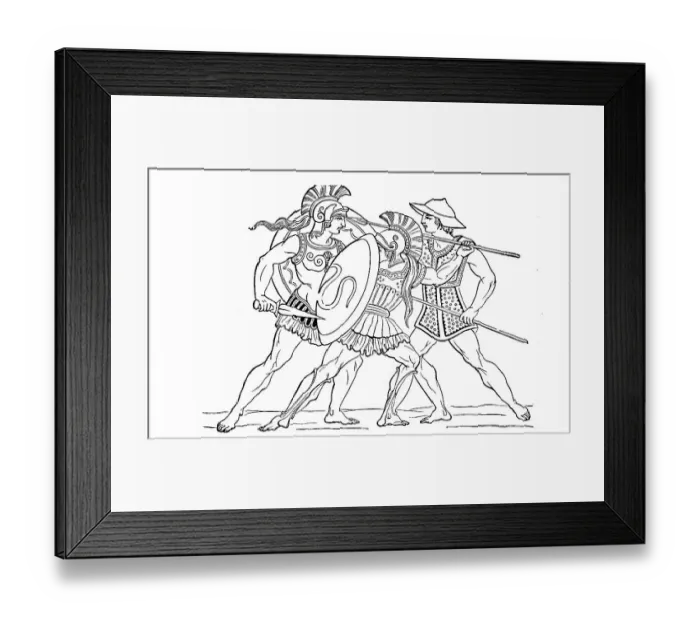 Framed Print : Hellenic warrior c. 480, armed with shield and sword