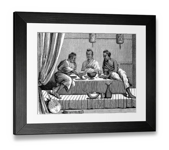 Framed Print : Women, Siamese women sharing a meal