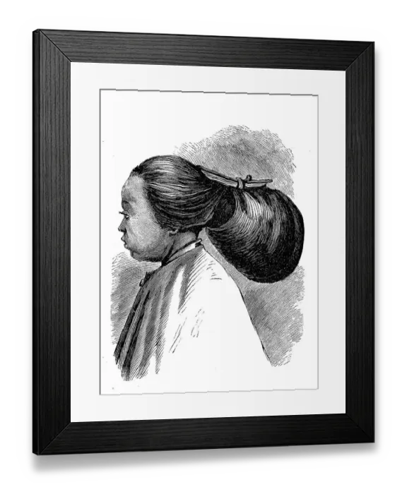 Framed Print : Woman with long hairstyle from China