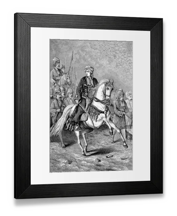 Framed Print : Kurdish Amazon, with sabre on a horse Framed Print : Kurdish Amazon, with sabre on a horse