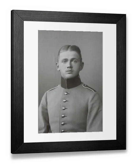 Framed Print : Man in uniform with correct centre parting and high collar