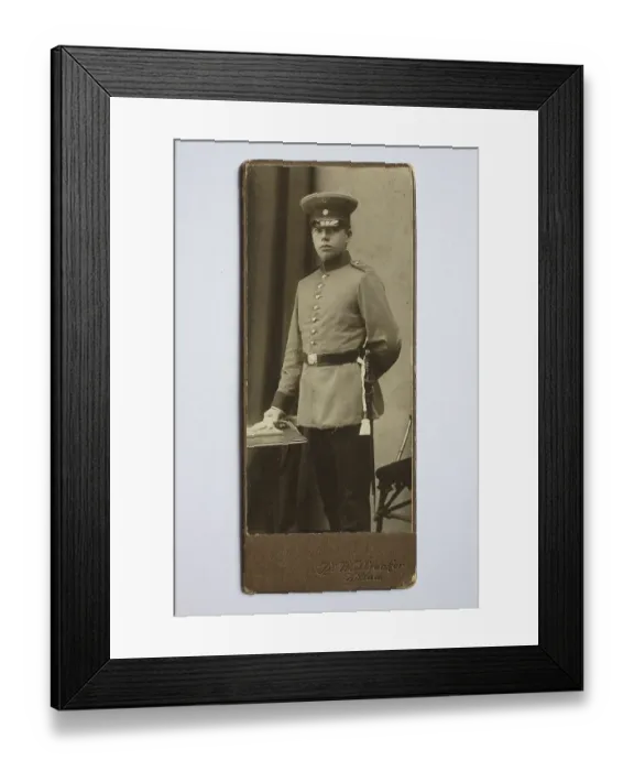 Framed Print : Man in uniform c. 1890, visiting format Framed Print : Man in uniform c. 1890, visiting format
