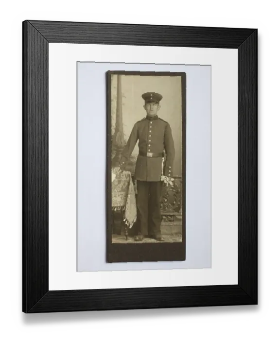 Framed Print : Man in uniform c. 1890, visiting format Framed Print : Man in uniform c. 1890, visiting format