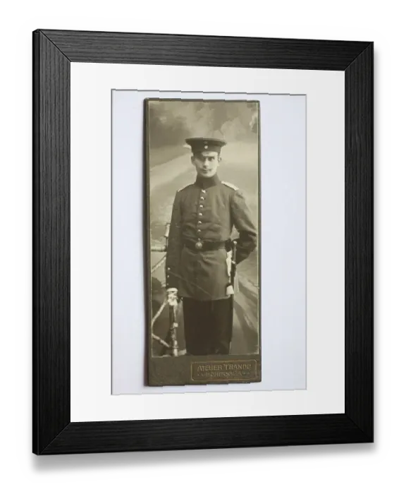Framed Print : Man in uniform c. 1890, visiting format Framed Print : Man in uniform c. 1890, visiting format