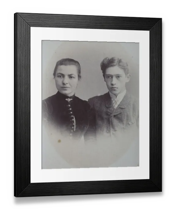 Framed Print : Mother and son, visit format, carte de visite