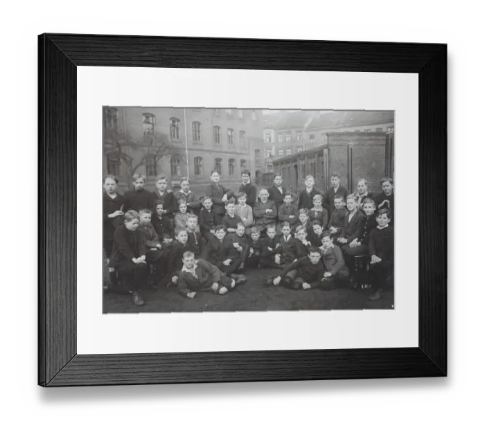 Framed Print : Class photo, school class, boys class with teacher