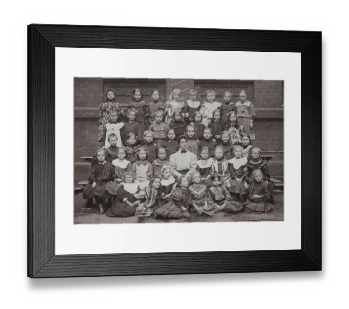 Framed Print : Class photo, school class, girls school