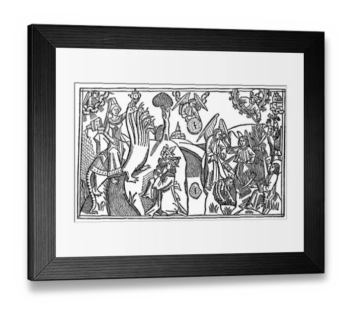 Framed Print : The Babylonian whore rides the seven-headed beast