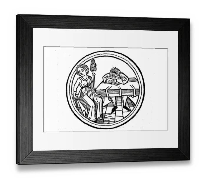 Framed Print : The Melancholic, From the German Calendar