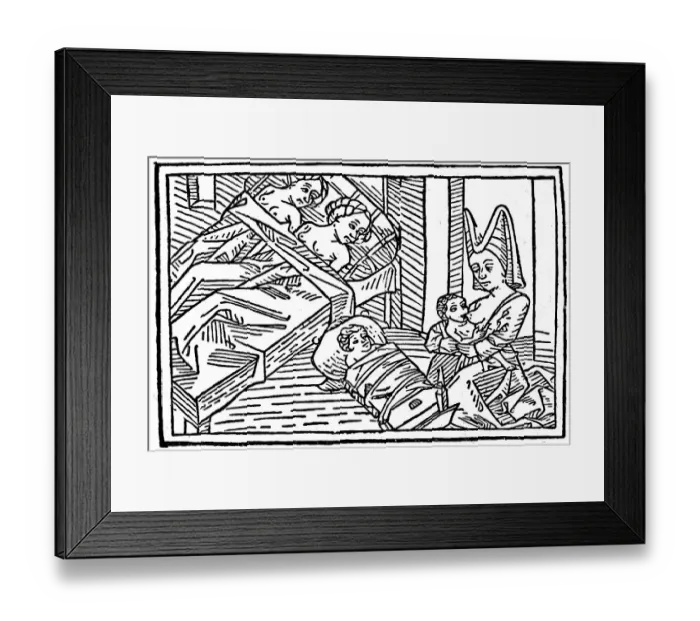 Framed Print : Melusine suckling her child at night Framed Print : Melusine suckling her child at night