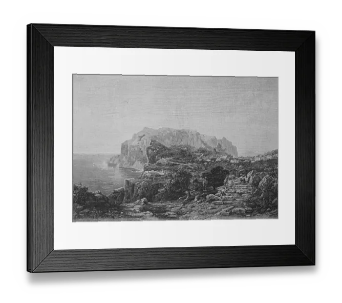 Framed Print : Island of Capri after a view from 1860 Framed Print : Island of Capri after a view from 1860