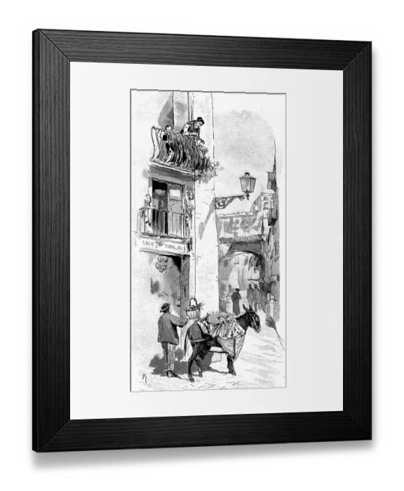 Framed Print : Greengrocer with donkey in the old town of Naples