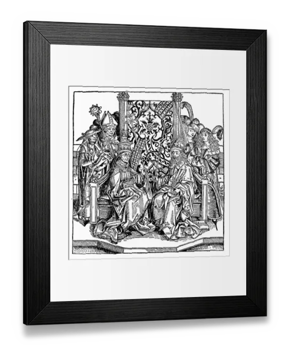 Framed Print : Pope and Emperor, from Liber Cronicarum by Hartmann Schedel Framed Print : Pope and Emperor, from Liber Cronicarum by Hartmann Schedel