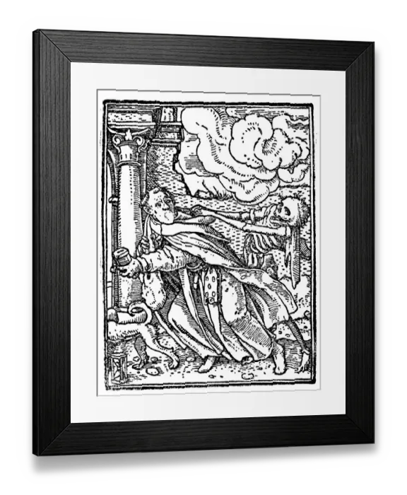 Framed Print : Death and the Monk from Hans Holbein's Dance of Death