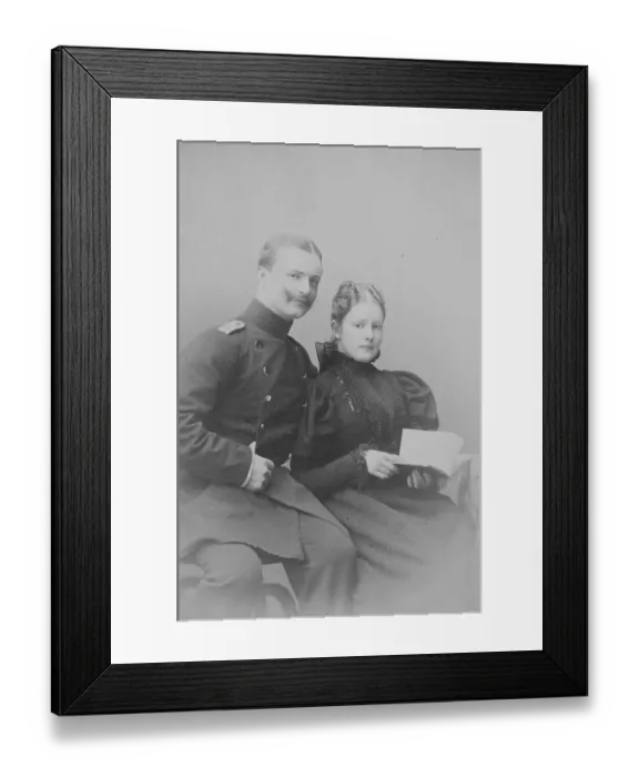 Framed Print : Couple in Berlin, 1890, he in military uniform