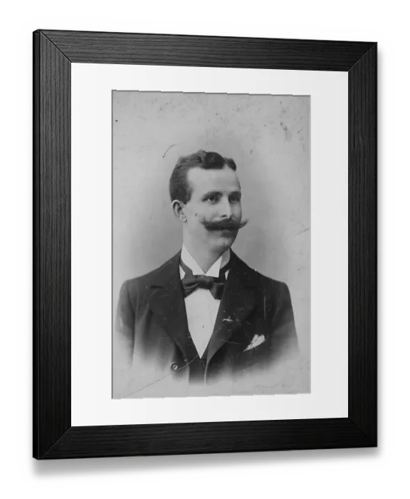 Framed Print : Man with moustache and suit, elegant