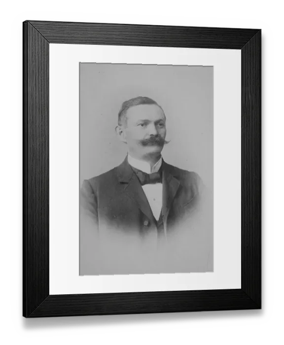 Framed Print : Man with moustache, suit and bow tie