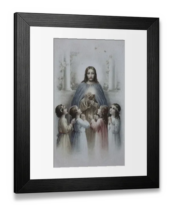 Framed Print : Jesus with the chalice surrounded by children