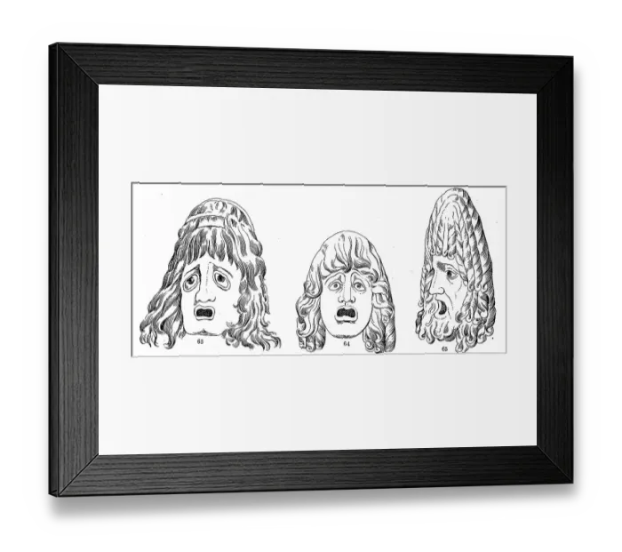 Framed Print : The Theatre in Ancient Greece, Tragic Masks