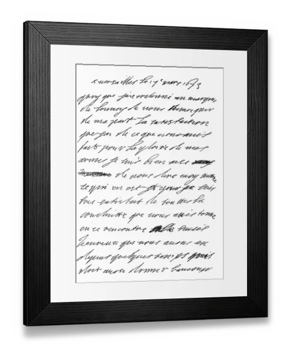 Framed Print : Letter from King Louis XIV to Marshal Turenne Framed Print : Letter from King Louis XIV to Marshal Turenne