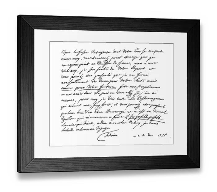 Framed Print : Letter from Frederick II to the French envoy in Berlin