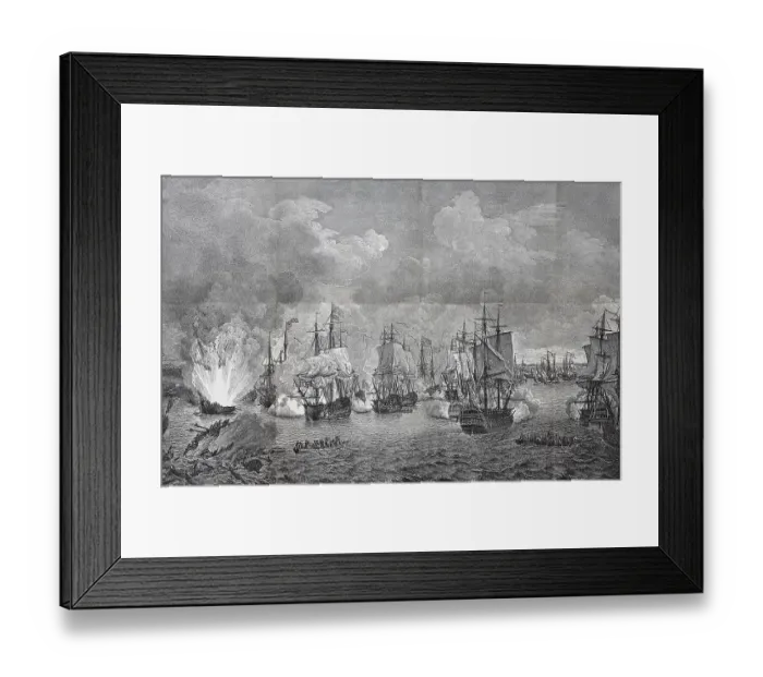 Framed Print : Sea Battle of Cesme, Chesme, occurred between 5 July and 7 July 1770 near the Ottoman port city of Cesme