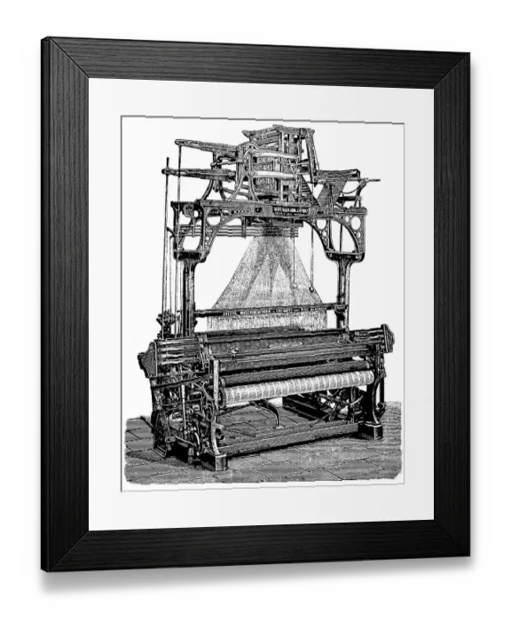 Framed Print : Textile Industry in 1890, Double-Change Chair with Jaquard Machine of the Saxon Machine Factory