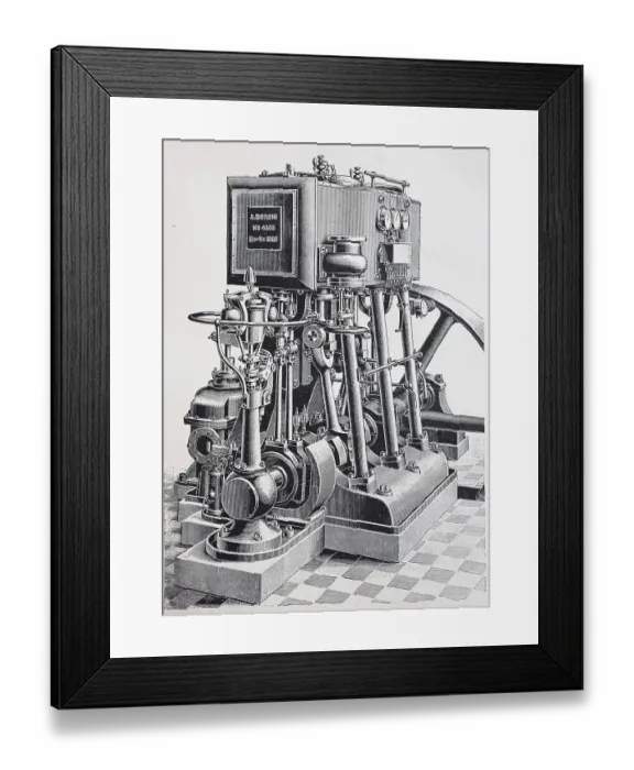 Framed Print : Standing compound steam engine with precision control Framed Print : Standing compound steam engine with precision control