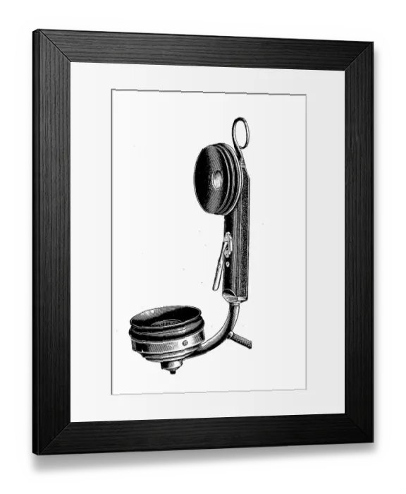 Framed Print : Telephone, ear trumpet and speaking tube by the Mix and Genest company