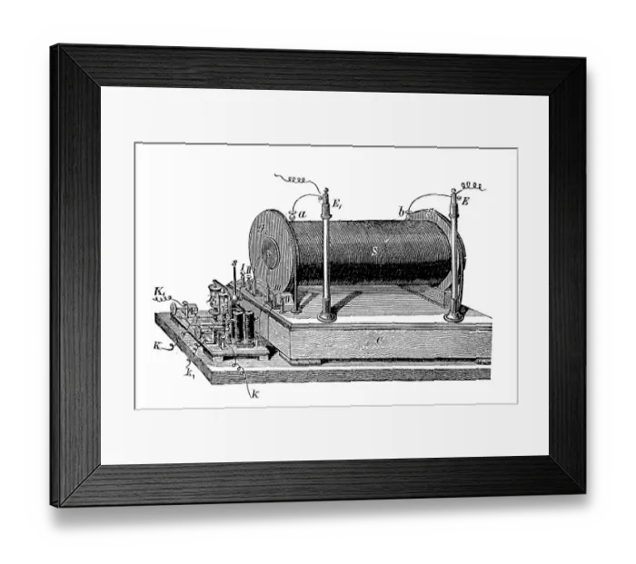 Framed Print : Heinrich Daniel Ruhmkorffs induction coil Framed Print : Heinrich Daniel Ruhmkorffs induction coil