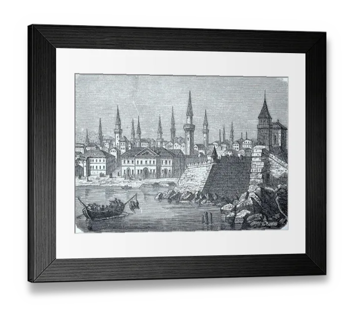 Framed Print : Viddin on the Danube in 1880, fortress and city panorama Framed Print : Viddin on the Danube in 1880, fortress and city panorama