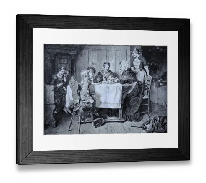 Framed Print : Homecoming, the son of the family has come home from military service