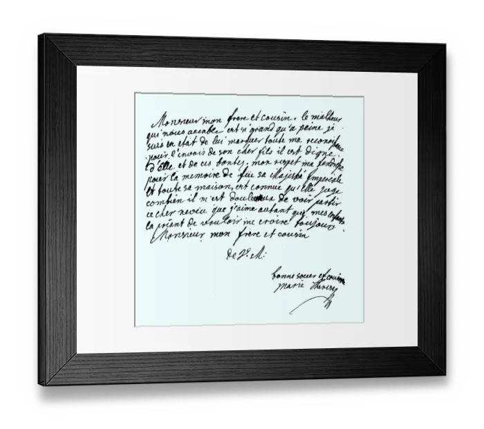 Framed Print : Letter from Empress Maria Theresa to her brother-in-law