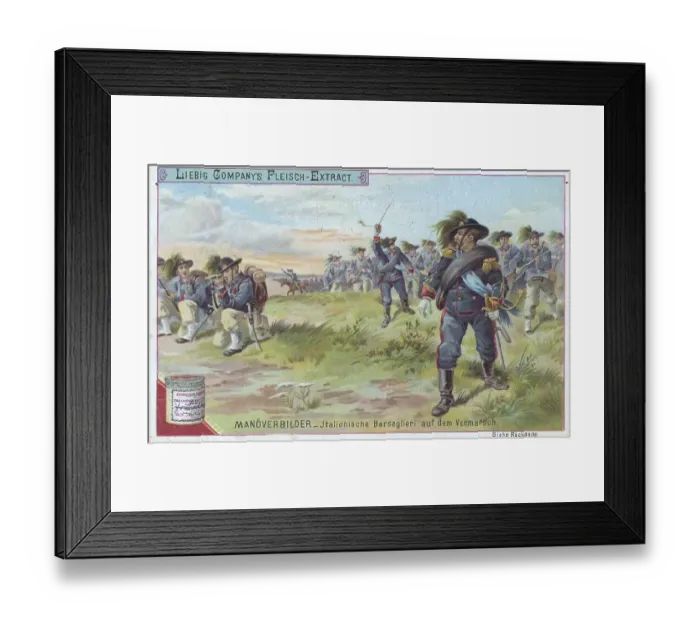 Framed Print : Serie Manoeverbilder, Italienische Bersaglieri auf dem Vormarsch Framed Print : Serie Manoeverbilder, Italienische Bersaglieri auf dem Vormarsch