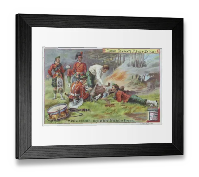 Framed Print : Series of manoeuvre pictures, Highlanders from Scotland in bivouac