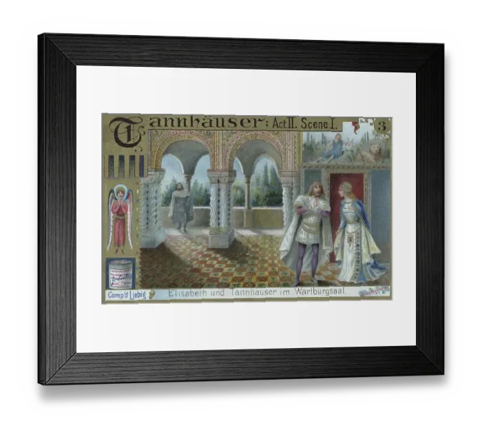 Framed Print : Series Opera Tannhaeuser, Elisabeth and Tannhaeuser in the Wartburg Hall